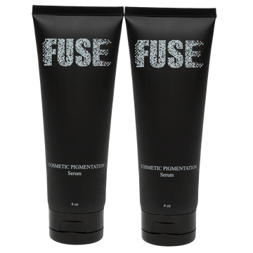 Fuse Cosmetic Pigmentation Serum 4oz Pack of 2 for scalp micropigmentation aftercare and anti-shine benefits.